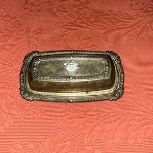 Vintage Covered Butter Dish, Glass Tray